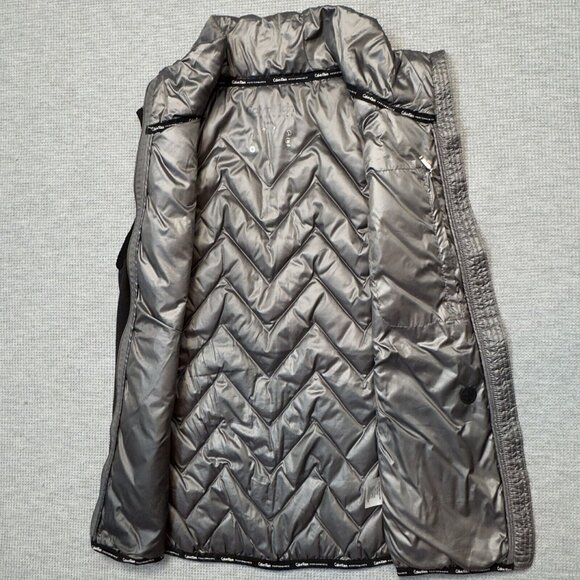 Calvin Klein Performance Womens Metallic Gray Puffer Vest Full Zip Size Small - Picture 5 of 15